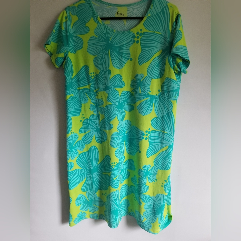 Women's Lilly Pulitzer dress size large short sleeve lime green & blue